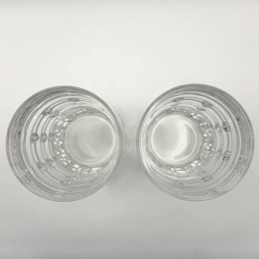 Miller Rogaska Cut Crystal Set of 2 Heavy Highball Glasses Rare Emerald Pattern